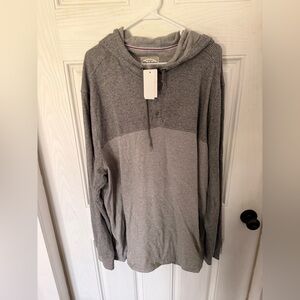 NWT MENS FLAG & ANTHEM Men's Hooded Henley Sweater - Gray